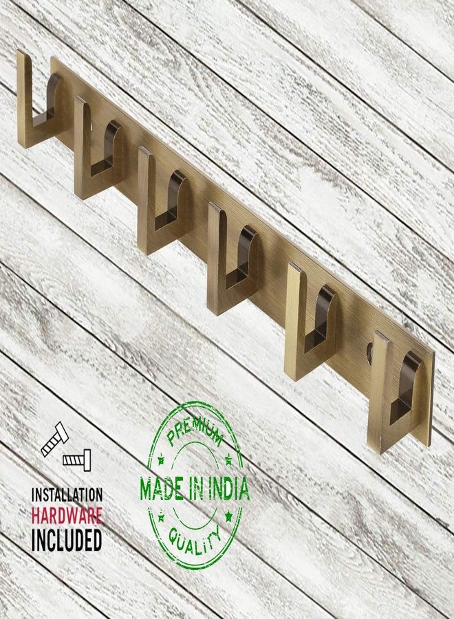 DOCOSS Antique Brass Extra Long 40 cm 6 Pin Bathroom Cloth Wall Hooks Hanger for Hanging Keys, Clothes, Towel - Set of 3 - Image 4